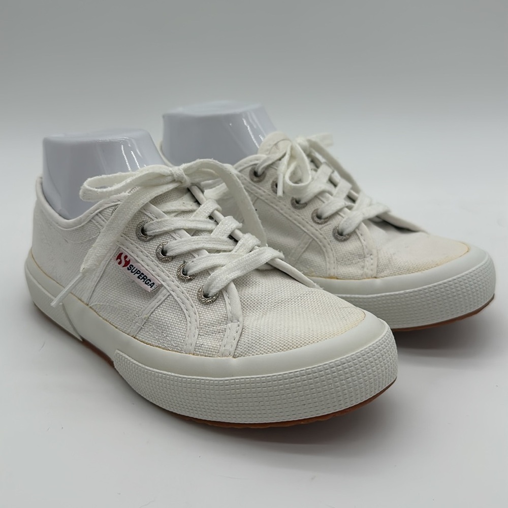 Superga Women's Cotu Classic 2750 White Canvas Sneakers Sz 37.5 US 7 EUC - Picture 11 of 16